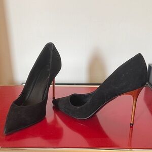Balmain Black Stiletto w/Gold Heels